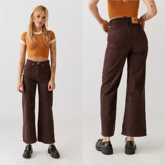 BDG Urban Outfitters High & Wide Chunky Corduroy Ankle Wide Leg Pants NWOT - Picture 1 of 15